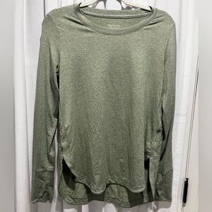 Athleta Olive Long Sleeve Tee Heathered Green Athleisure Size Small